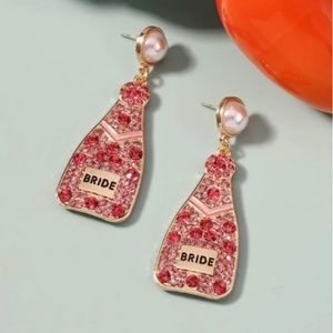 ❤️ FREE Rhinestone Alcohol Bottle Champagne Bride Wedding Chic Glam Hip Earrings